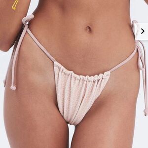 Frankies Bikinis Tia Terry String Bikini Bottom in Coco Cheetah